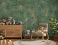 Emerald Green Tropical Leaf Wallpaper | Luxury Palm Mural (Peel and Stick or Traditional)